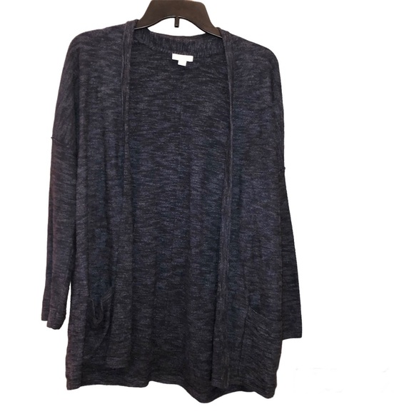 J Jill Open Front Pocket Cardigan Marled Heather Navy Blue Small‎ - Picture 1 of 7